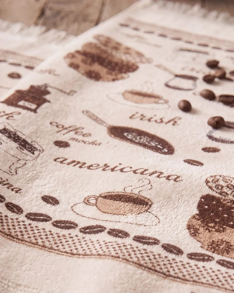 Coffee 6'lı Pamuk Kadife Mutfak Havlusu Seti – 45×65 cm Krem küçük görsel 5